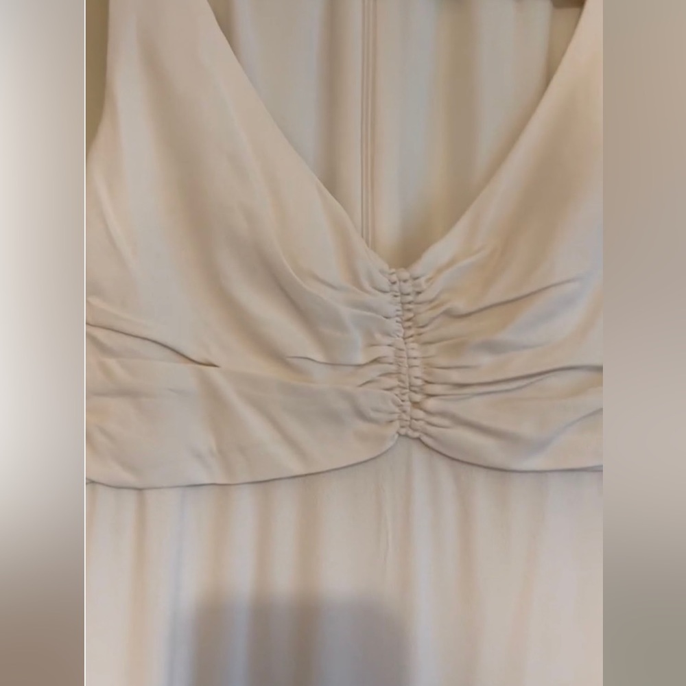 Zimmerman midi dress , size 2 cream color .A- line silhouette, V - neck , ruched
